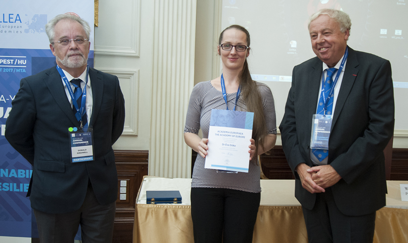 Professor Donald Dingwell, Vice President of Academia Europaea, Dr. Eva Doka, Professor Sierd Cloetingh, President of Academia Europaea