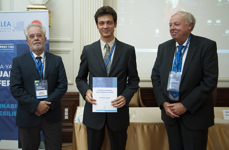 Professor Donald Dingwell, Vice President of Academia Europaea, Balázs Enyedi, Professor Sierd Cloetingh, President of Academia Europaea