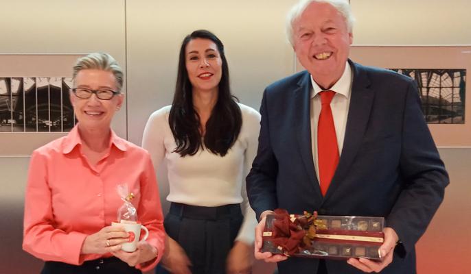 Professor Marja Makarow, Dr Gemma Modinos, Chair of the Young Academy of Europe, and Professor Sierd Cloetingh, Past President of Academia Europaea at Academia Europaea’s annual conference in Barcelona, October 2021