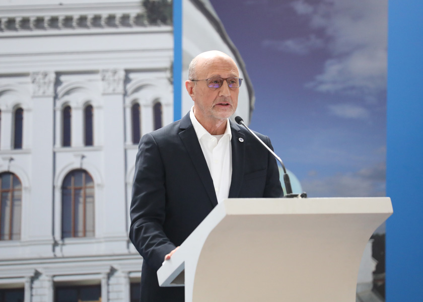 Prof. David Prangishvili, The Academic Director of AE Tbilisi Knowledge Hub, MAE, addressing the AE Board members, delegation, representatives of Georgian authorities, Academia, the diplomatic corps and the whole audience during welcome speech on the AE Tbilisi Knowledge Hub opening ceremony at TSU